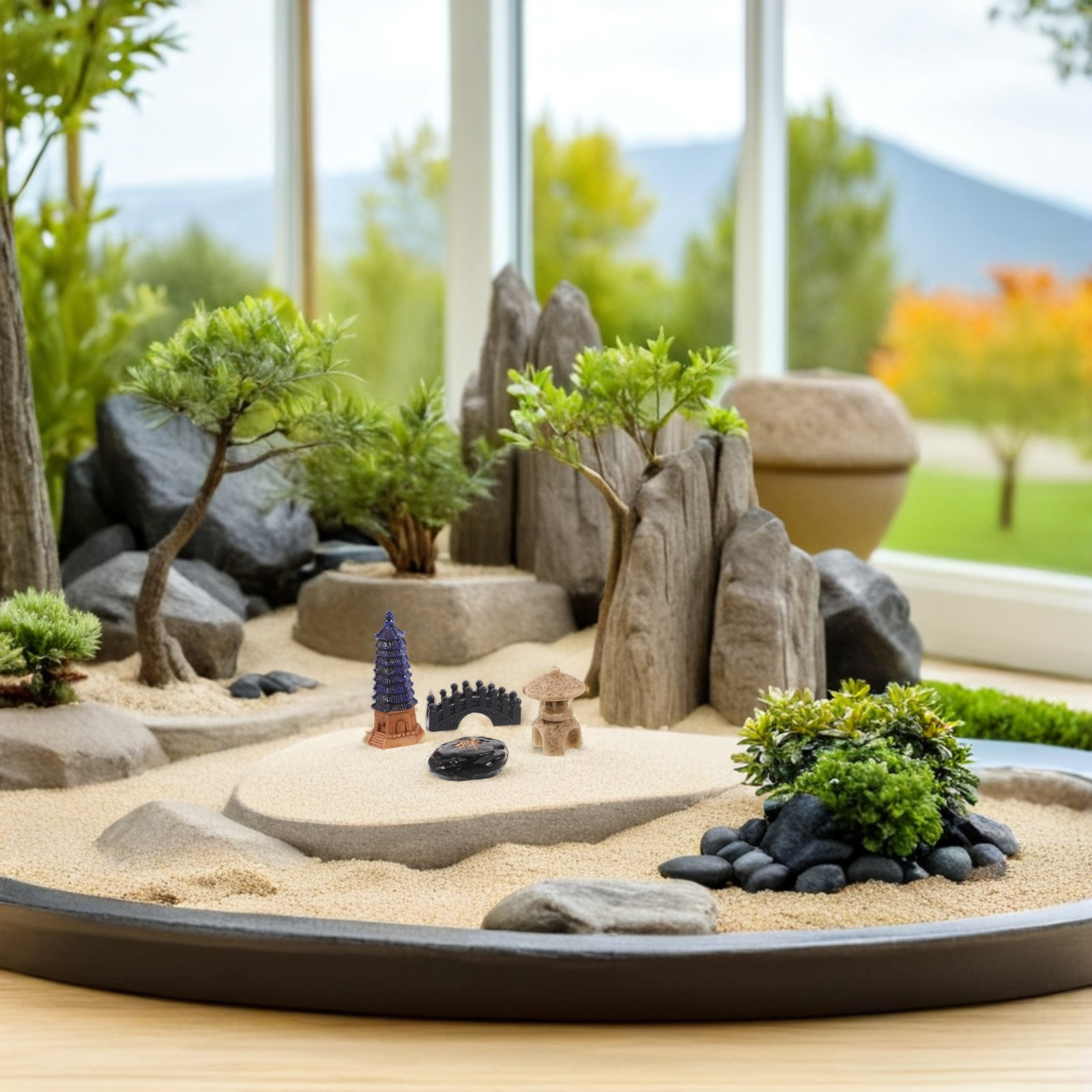 4Pcs Mini Japanese Pagoda Stat - огляд і ціна Bonsai Garden Desk