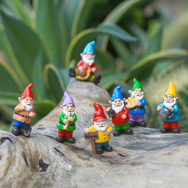 7Pcs/Set Miniature Funny Gnome - огляд і ціна Bonsai Garden Desk