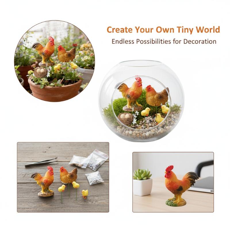4/5PCS Mini Resin Chicken Fami - огляд і ціна Bonsai Garden Desk