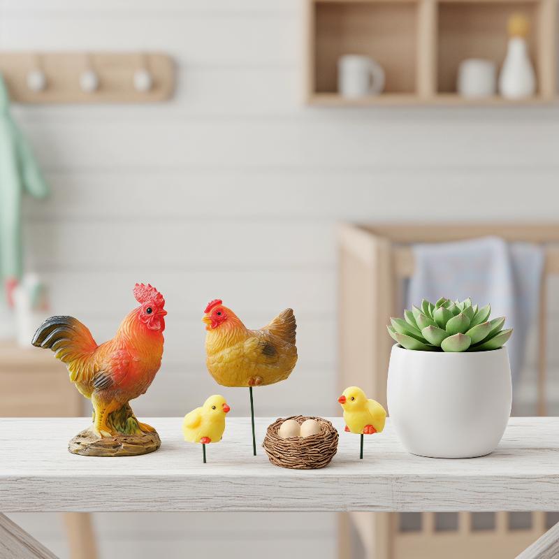 4/5PCS Mini Resin Chicken Fami - огляд і ціна Bonsai Garden Desk